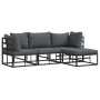Conjunto de sofá de jardín 4 pcs Negro 213 x 141.5 x 71 cm