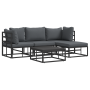 Conjunto de sofá de jardín 5 pcs Negro 213 x 141.5 x 71 cm