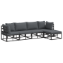 Conjunto de sofá de jardín 5 pcs Negro 283 x 141.5 x 71 cm