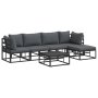 Conjunto de sofá de jardín 6 pcs Negro 70 x 70 x 32 cm Aluminio