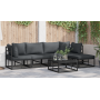 Conjunto de sofá de jardín 6 pcs Negro 70 x 70 x 32 cm Aluminio