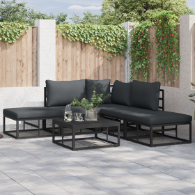 Conjunto de sofá de jardín 6 pcs Negro 70 x 70 x 32 cm Aluminio