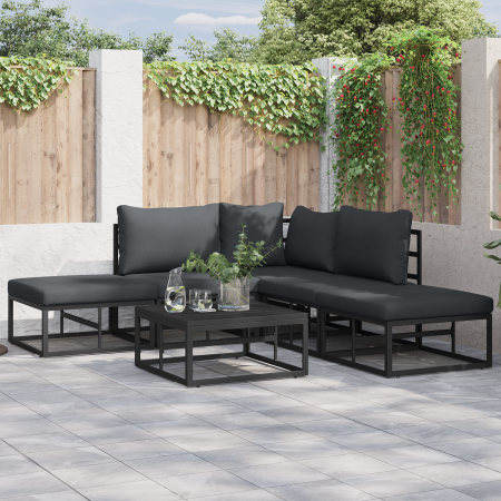 Conjunto de sofá de jardín 5 pcs Negro 211.5 x 211.5 x 71 cm