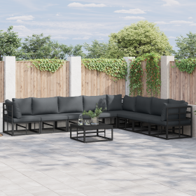 Conjunto de sofá de jardín 8 pcs Negro 353 x 283 x 71 cm
