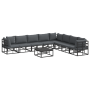 Conjunto de sofá de jardín 9 pcs Negro 70 x 70 x 32 cm Aluminio