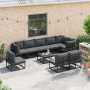 Conjunto de sofá de jardín 9 pcs Negro 353 x 353 x 71 cm