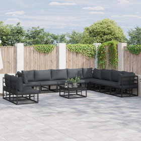 Conjunto de sofá de jardín 11 pcs Negro 70 x 70 x 32 cm