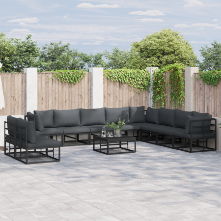 Conjunto de sofá de jardín 11 pcs Negro 70 x 70 x 32 cm