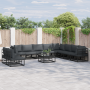 Conjunto de sofá de jardín 11 pcs Negro 70 x 70 x 32 cm