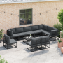 Conjunto de sofá de jardín 11 pcs Negro 70 x 70 x 32 cm