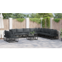 Conjunto de sofá de jardín 11 pcs Negro 70 x 70 x 32 cm
