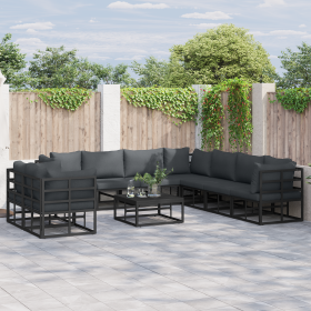 Conjunto de sofá de jardín 9 pcs Negro 283 x 283 x 71 cm