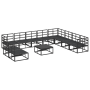 Conjunto de sofá de jardín 11 pcs Negro 70 x 70 x 32 cm