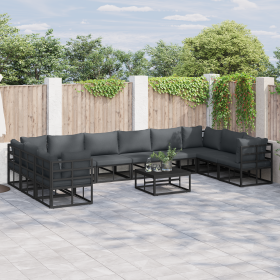Conjunto de sofá de jardín 10 pcs Negro 423 x 213 x 71 cm