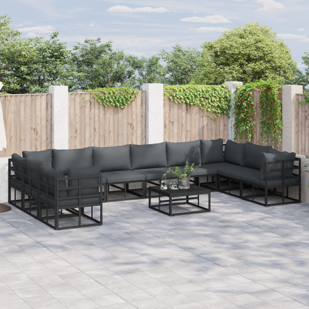 Conjunto de sofá de jardín 11 pcs Negro 70 x 70 x 32 cm