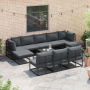 Conjunto de sofá de jardín 10 pcs Negro 353 x 141.5 x 71 cm