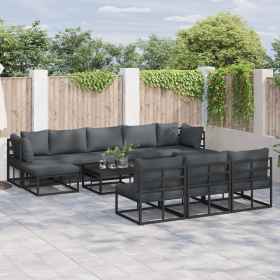 Conjunto de sofá de jardín 11 pcs Negro 70 x 70 x 32 cm