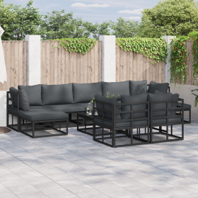 Conjunto de sofá de jardín 10 pcs Negro 70 x 70 x 32 cm