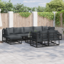 Conjunto de sofá de jardín 10 pcs Negro 70 x 70 x 32 cm