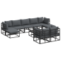 Conjunto de sofá de jardín 10 pcs Negro 70 x 70 x 32 cm