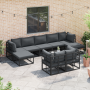 Conjunto de sofá de jardín 10 pcs Negro 70 x 70 x 32 cm