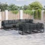 Conjunto de sofá de jardín 11 pcs Negro 70 x 70 x 32 cm