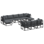 Conjunto de sofá de jardín 11 pcs Negro 70 x 70 x 32 cm