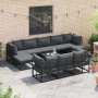 Conjunto de sofá de jardín 11 pcs Negro 70 x 70 x 32 cm