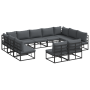 Conjunto de sofá de jardín 11 pcs Negro 353 x 211.5 x 71 cm