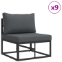 Conjunto de sofá de jardín 11 pcs Negro 353 x 211.5 x 71 cm