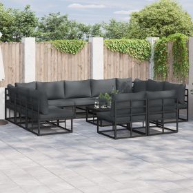 Conjunto de sofá de jardín 12 pcs Negro 70 x 70 x 32 cm