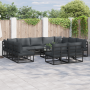 Conjunto de sofá de jardín 12 pcs Negro 70 x 70 x 32 cm