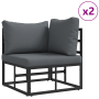 Conjunto de sofá de jardín 12 pcs Negro 70 x 70 x 32 cm
