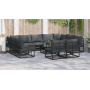 Conjunto de sofá de jardín 12 pcs Negro 70 x 70 x 32 cm