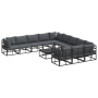 Conjunto de sofá de jardín 12 pcs Negro 70 x 70 x 32 cm