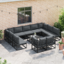Conjunto de sofá de jardín 12 pcs Negro 70 x 70 x 32 cm