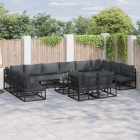 Conjunto de sofá de jardín 12 pcs Negro 423 x 211.5 x 71 cm