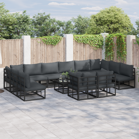 Conjunto de sofá de jardín 12 pcs Negro 423 x 211.5 x 71 cm