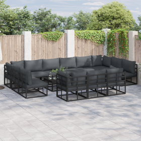 Conjunto de sofá de jardín 13 pcs Negro 423 x 211.5 x 71 cm