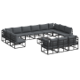 Conjunto de sofá de jardín 14 pcs Negro 70 x 70 x 32 cm