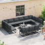 Conjunto de sofá de jardín 14 pcs Negro 70 x 70 x 32 cm