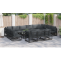 Conjunto de sofá de jardín 13 pcs Negro 423 x 211.5 x 71 cm