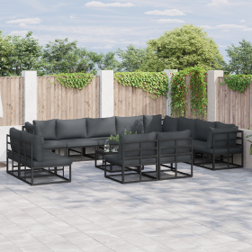Conjunto de sofá de jardín 13 pcs Negro 70 x 70 x 32 cm
