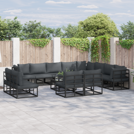 Conjunto de sofá de jardín 13 pcs Negro 70 x 70 x 32 cm