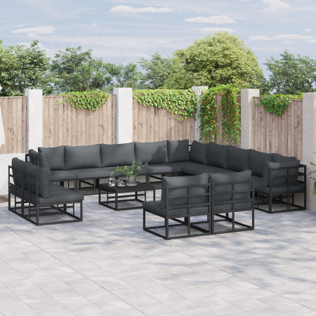 Conjunto de sofá de jardín 14 pcs Negro 70 x 70 x 32 cm