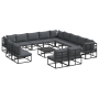 Conjunto de sofá de jardín 14 pcs Negro 70 x 70 x 32 cm