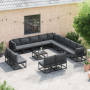 Conjunto de sofá de jardín 14 pcs Negro 70 x 70 x 32 cm