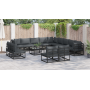 Conjunto de sofá de jardín 14 pcs Negro 70 x 70 x 32 cm