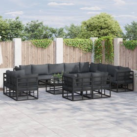Conjunto de sofá de jardín 12 pcs Negro 353 x 283 x 71 cm