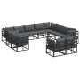 Conjunto de sofá de jardín 12 pcs Negro 353 x 283 x 71 cm